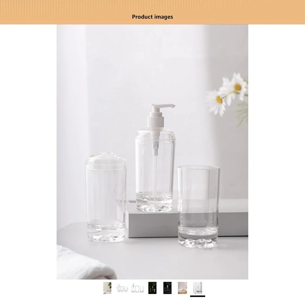 3 Piece Bathroom Accessories - Clear Acrylic Bathroom Set - Picture 7 of 8